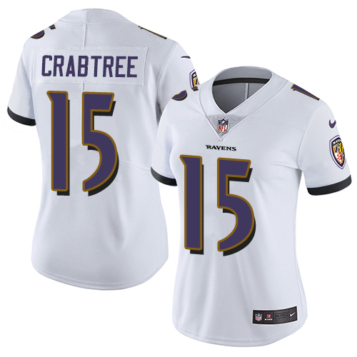 Nike Ravens #15 Michael Crabtree White Women's Stitched NFL Vapor Untouchable Limited Jersey